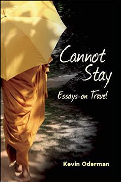 Book cover for Cannot Stay: Essays on Travel - person holding umbrella over face