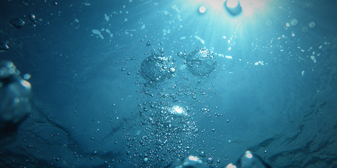 Underwater close up of bubbles